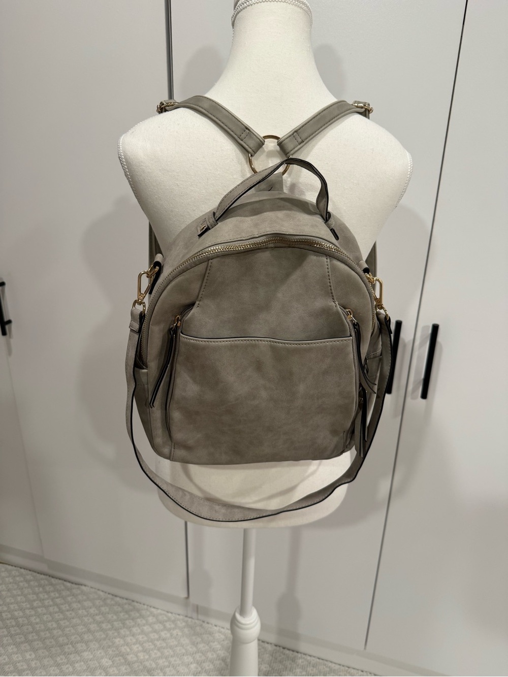 Soft Grey Convertible Women’s Mini Backpack Purse